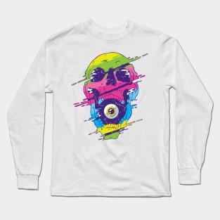 Psychedelic Skull Graphic Tee Long Sleeve T-Shirt